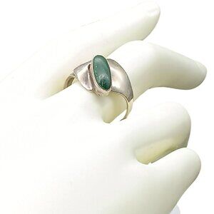 Vintage JN Sterling Silver Green Stone Wrap Ring